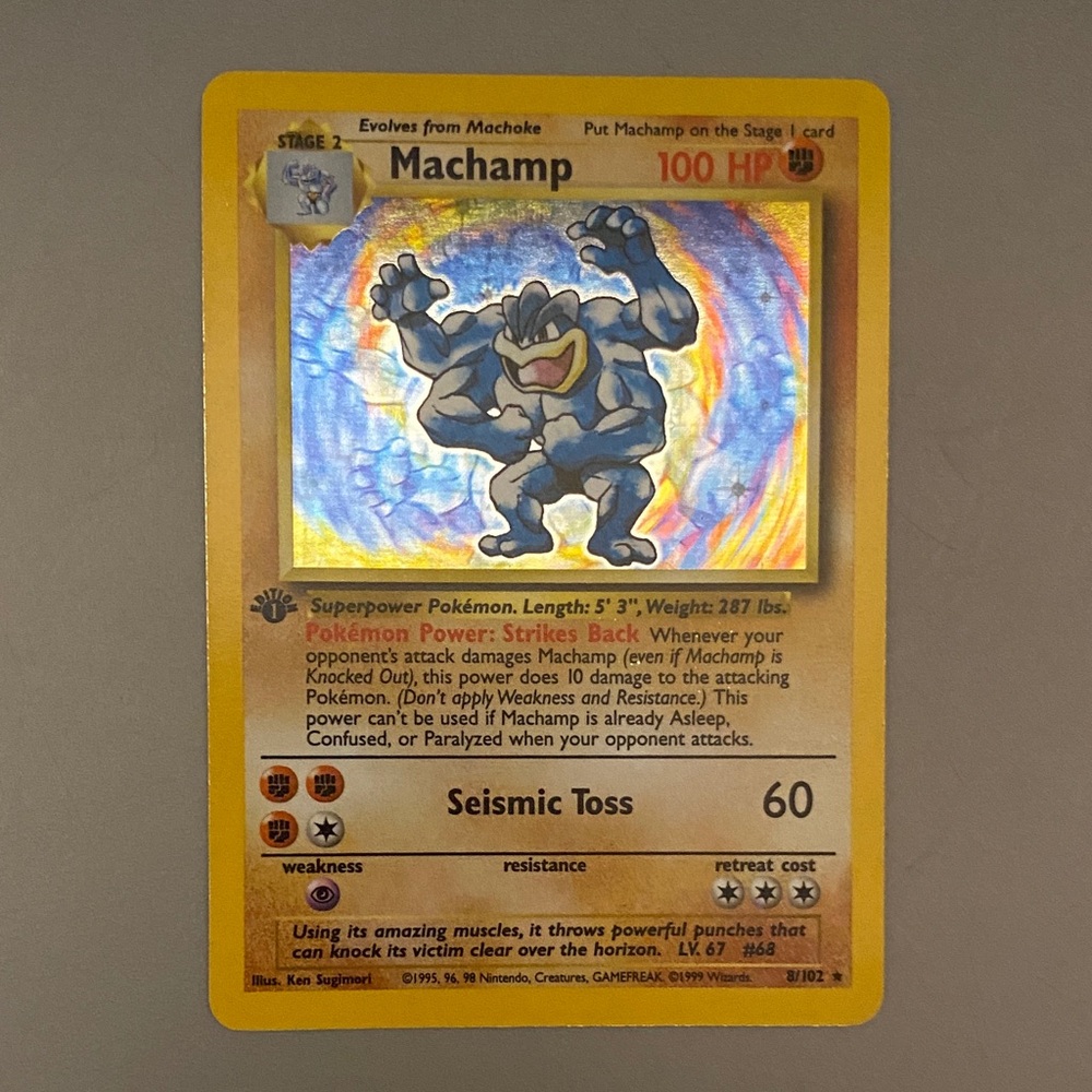 MACHAMP 1999 POKEMON GAME 1ST EDITION #8/102 HOLO 733